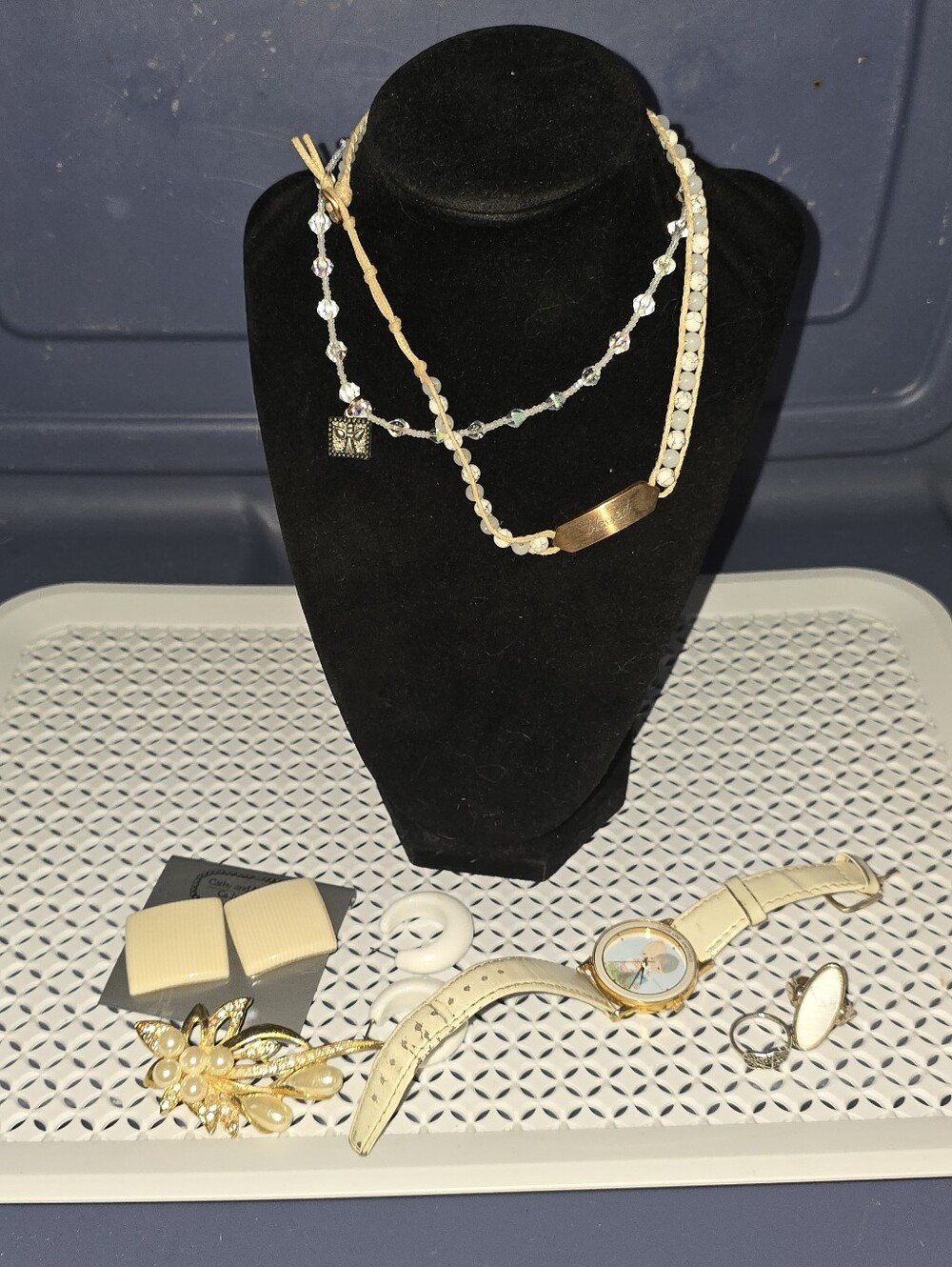 Gold-Tone and Ivory Layered Necklace Set - Women Jewelry